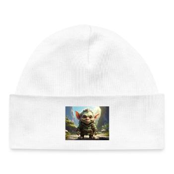 Little green creature in the forest - Baby Organic Beanie - white - Front