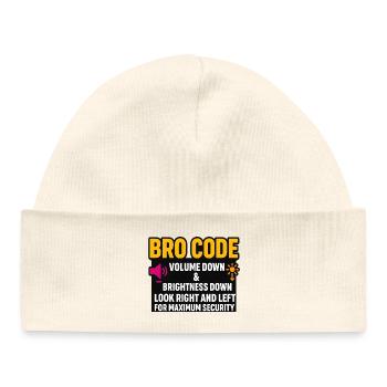 Bro Code Volume Down Look Right Left, Funny  - Baby Organic Beanie - white - Front