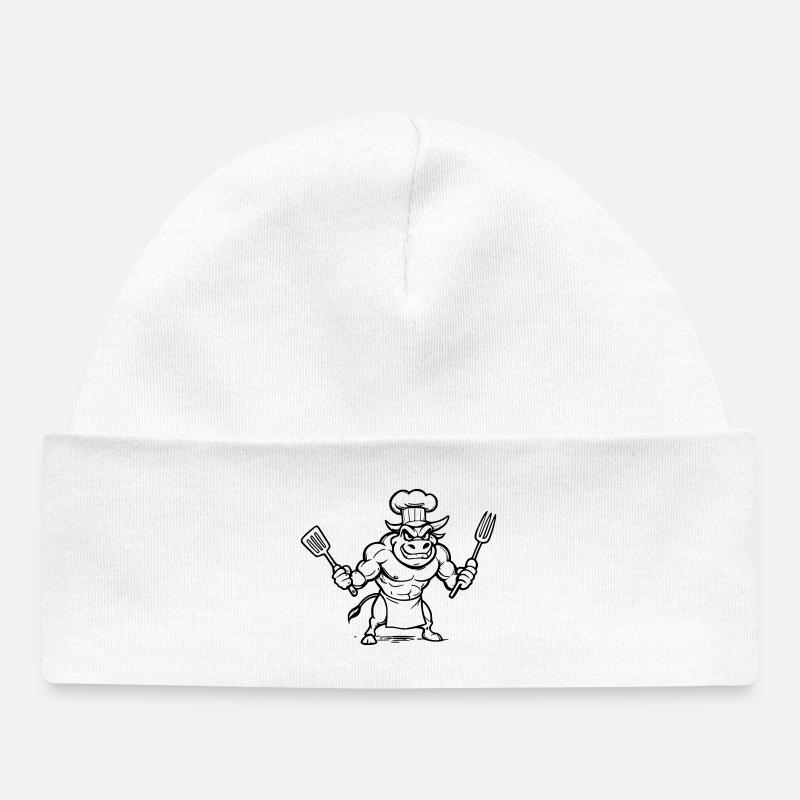 Taureau chef cuisinier  - Bonnet bébé bio - blanc