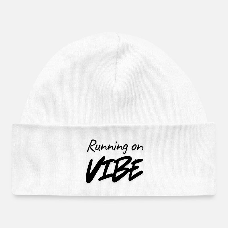 Running on Vibe – Esthétique de la typographie minimaliste - Bonnet bébé bio - blanc