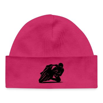 Silhouette minimaliste de moto de course - Bonnet bébé bio - blanc - Devant