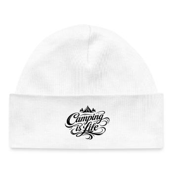 Camping Life Saying - Baby Organic Beanie - white - Front