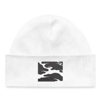 Gray Seigaiha – Japanese Wave Pattern  - Baby Organic Beanie - white - Front