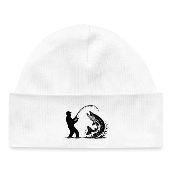 Cadeau pêcheur pêcheur de brochet Prédateur - Bonnet bébé bio - blanc - Devant
