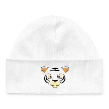 Cool Tiger Face Graphic Big Cat Wildlife Art - Baby Organic Beanie - white - Front