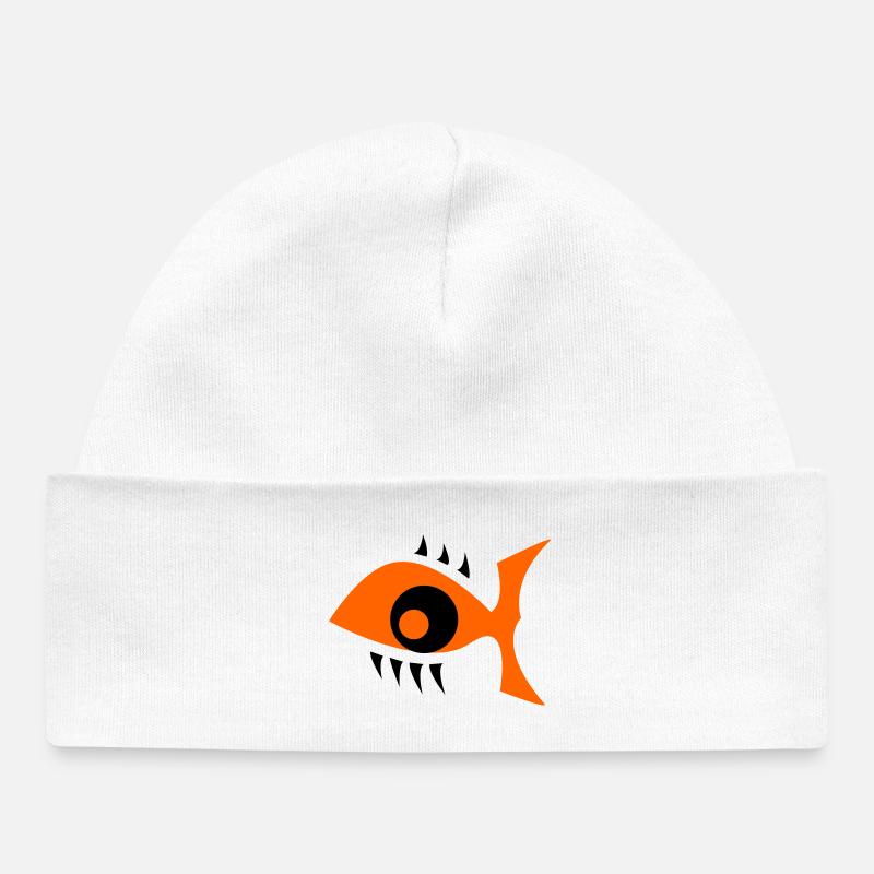 Poisson-œil - Augenfisch - Bonnet bébé bio - blanc