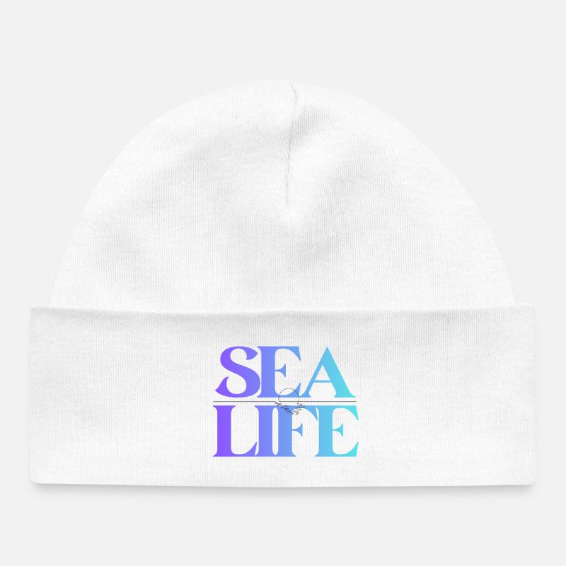 Conception de la police en gradient Sea Life - Bonnet bébé bio - blanc