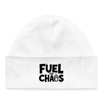 Fuel the Chaos Kaffee Spruch für Rebellen - Baby Organic Mütze - Weiß - Vorne