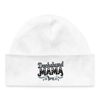  Dachshund Mama Florales Motiv Für Stolze Dackel - Baby Organic Mütze - Weiß - Vorne