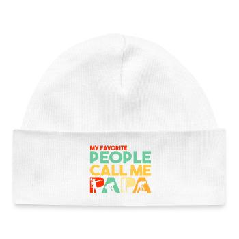 Landschaftsgestaltung Papa Gärtner Silhouette Retro-Kunst - Baby Organic Mütze - Weiß - Vorne