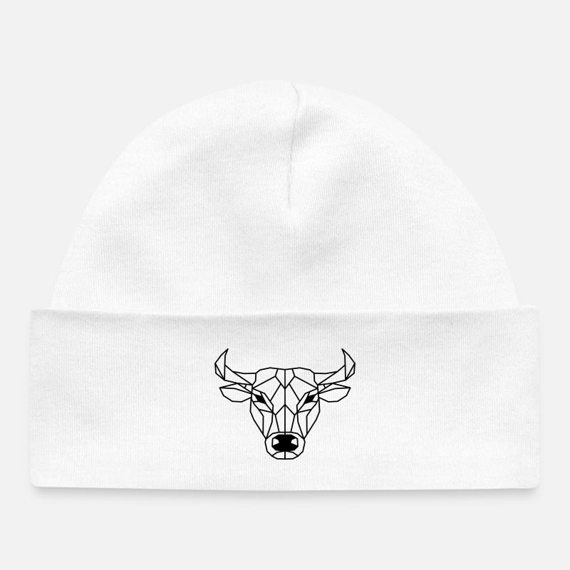 Ox Polygon - Baby Organic Beanie - white
