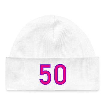 50. 50 YEARS. 50th ANNIVERSARY. 50 YEARS ANNIVERSARY. - Baby Organic Beanie - white - Front
