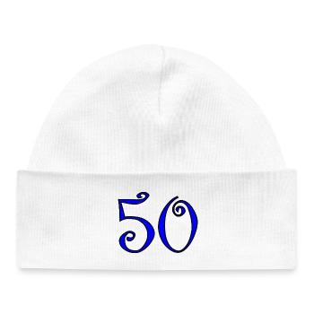 50. 50 YEARS. 50th ANNIVERSARY. 50 YEARS ANNIVERSARY. - Baby Organic Beanie - white - Front