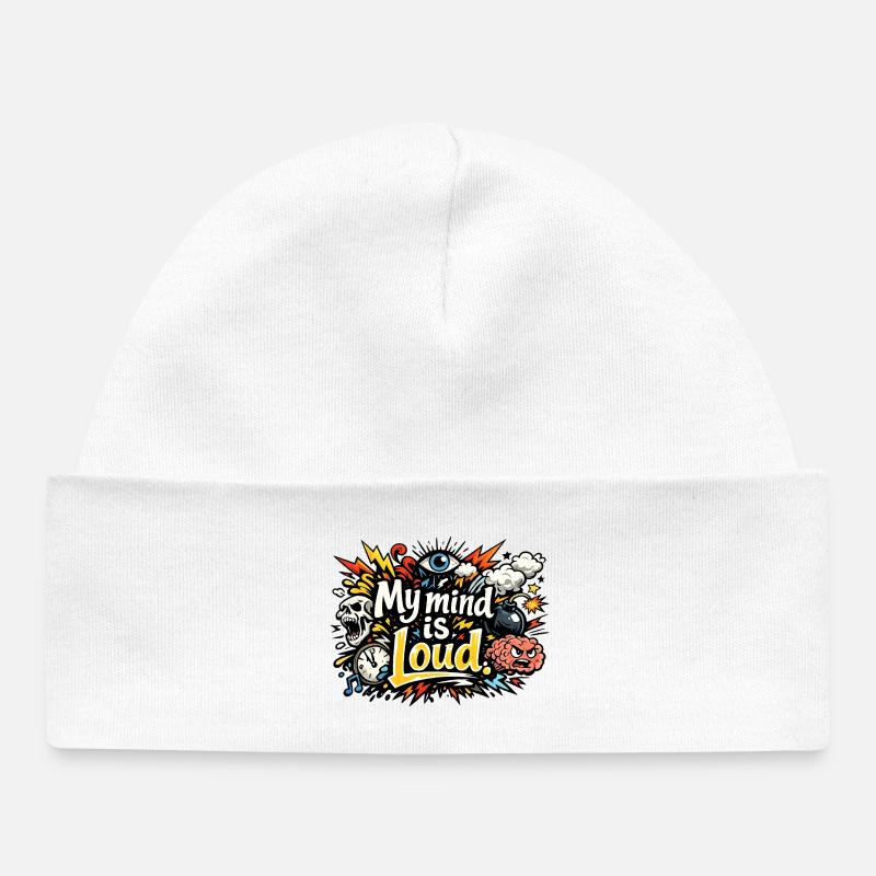 My Mind Is Loud – Vibrant Abstract Typography - Bonnet bébé bio - blanc