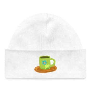 Tasse de thé Anniversaire Matin Grognon - Bonnet bébé bio - blanc - Devant