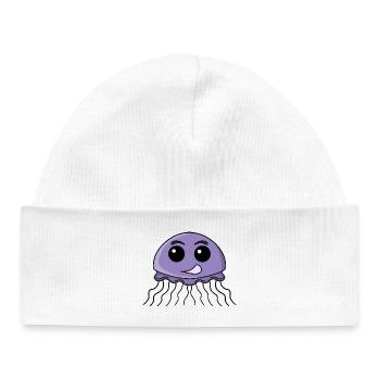 Lilac Jellyfish Cartoon - Baby Organic Beanie - white - Front