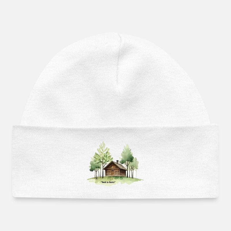 Retour aux bases : une cabane en forêt - Bonnet bébé bio - blanc