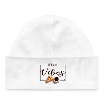 Tasse de café et croissant - Bonnet bébé bio - blanc - Devant