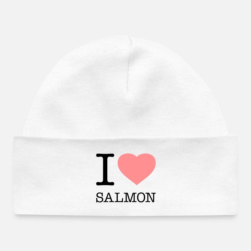 J’AIME LE SAUMON Poisson Saumon - Bonnet bébé bio - blanc