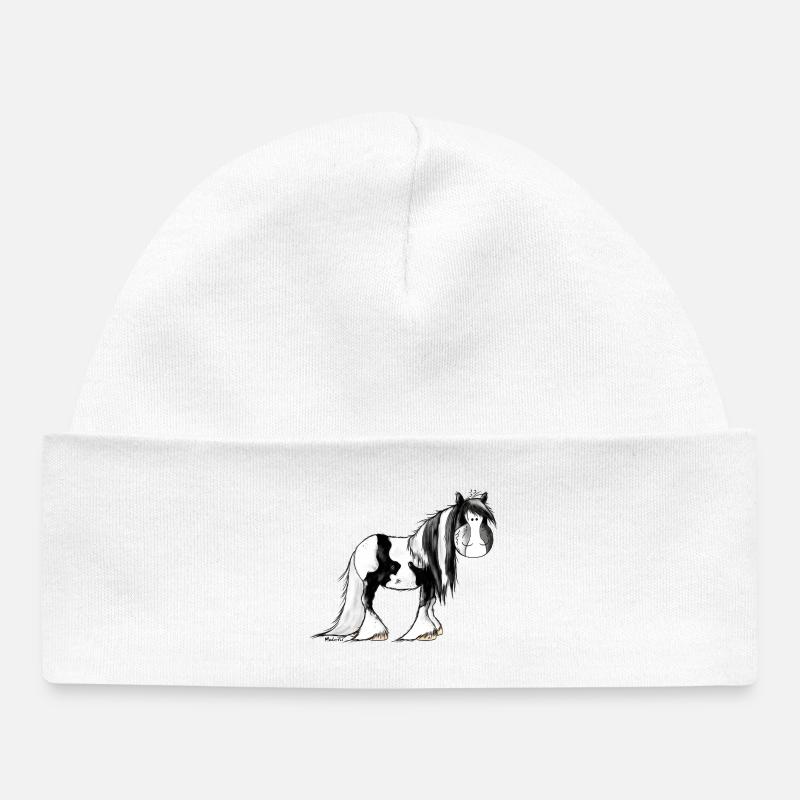 Gypsy Cob - Irish Cob – Pinto – Cheval - Bonnet bébé bio - blanc