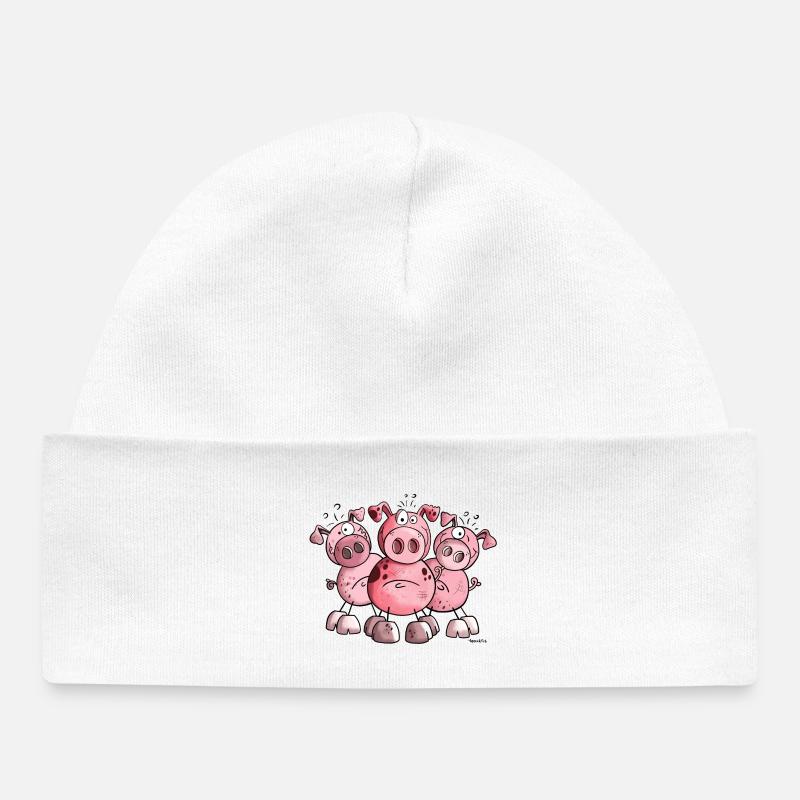 Three Pigs - Baby Organic Beanie - white