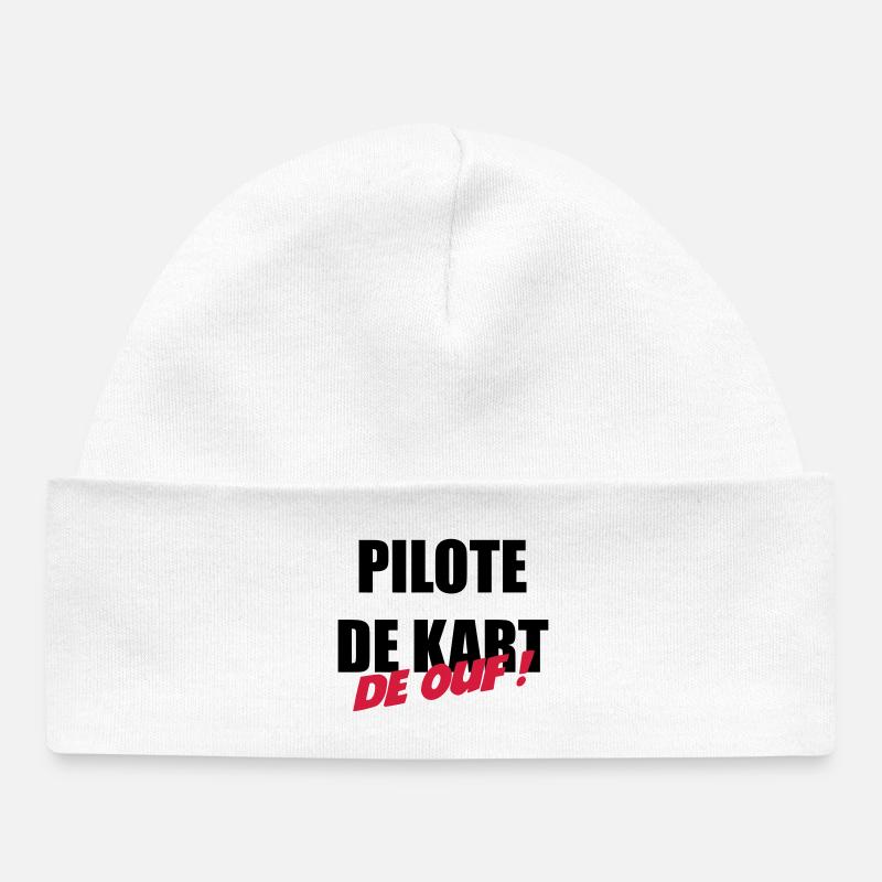 Karting / Kart / Pilote / Voiture - Bonnet bébé bio - blanc