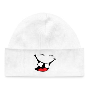 Big smile. Happy, smiling mouth, lips face. - Baby Organic Beanie - white - Front