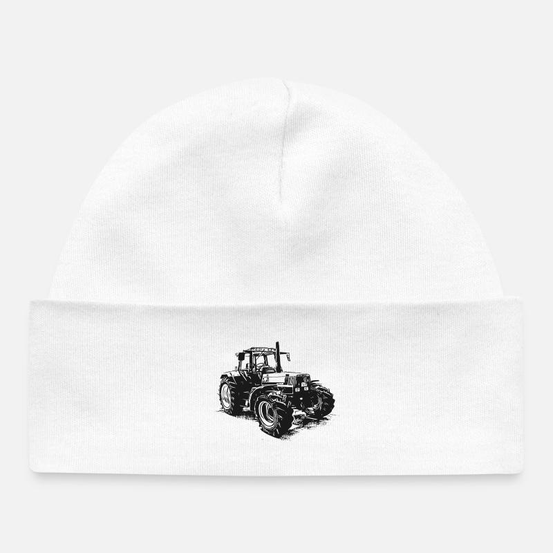 vieux tracteur Deutz - Bonnet bébé bio - blanc