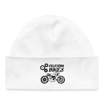 custom bikes motorcycle icon logo icon caferacer - Baby Organic Beanie - white - Front