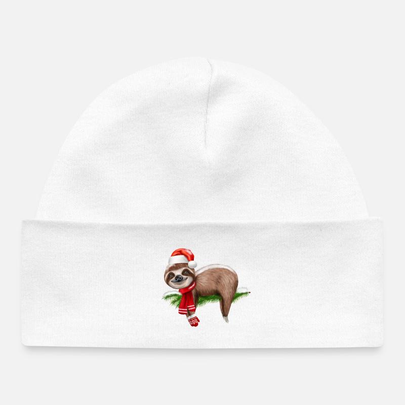 Sapin de Noël paresseux - Bonnet bébé bio - blanc
