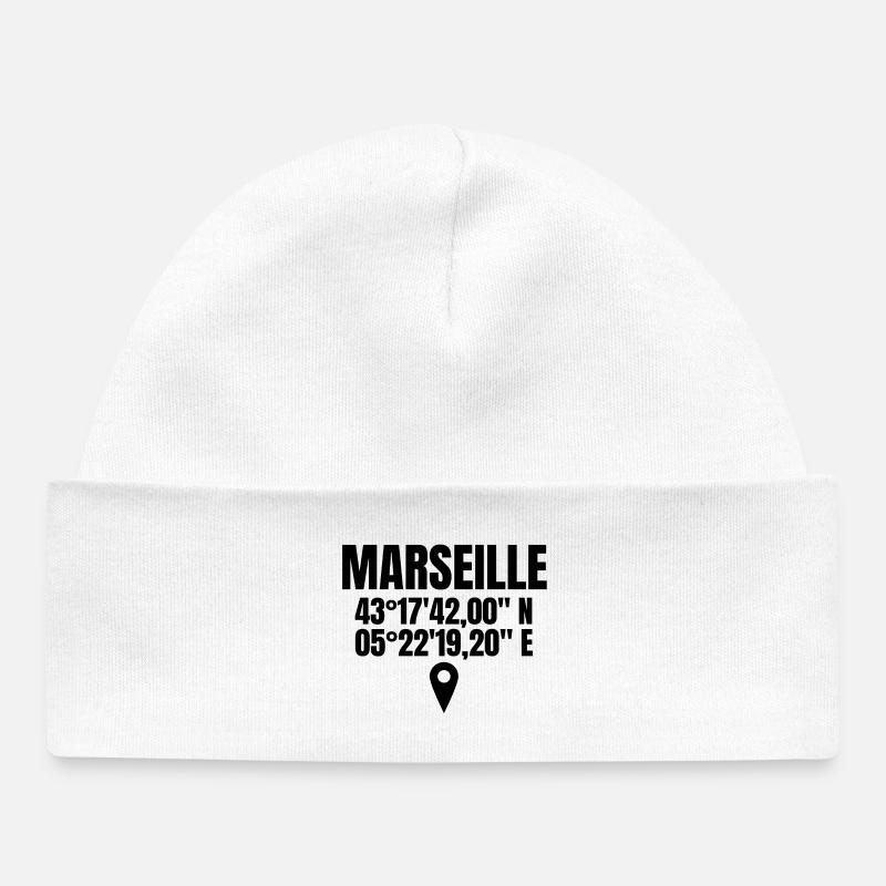 Marseille, je suis Marseillais, vive Marseille - Bonnet bébé bio - blanc
