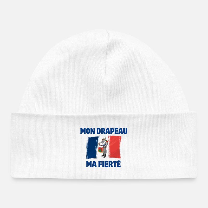 Français, drapeau Français, vive la France - Bonnet bébé bio - blanc