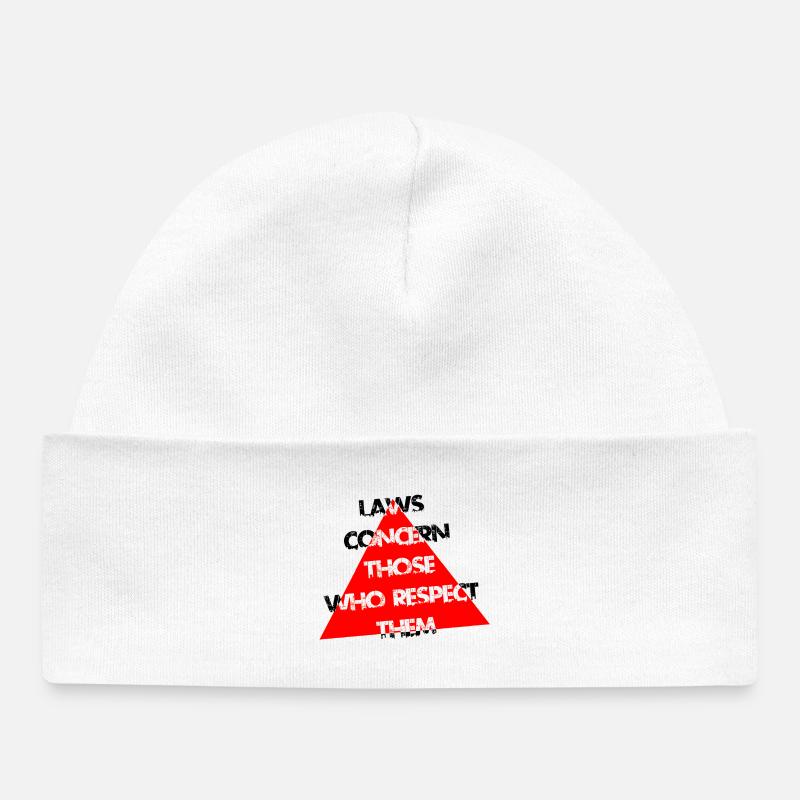 Red Triangle Distress Typography - Baby Organic Beanie - white