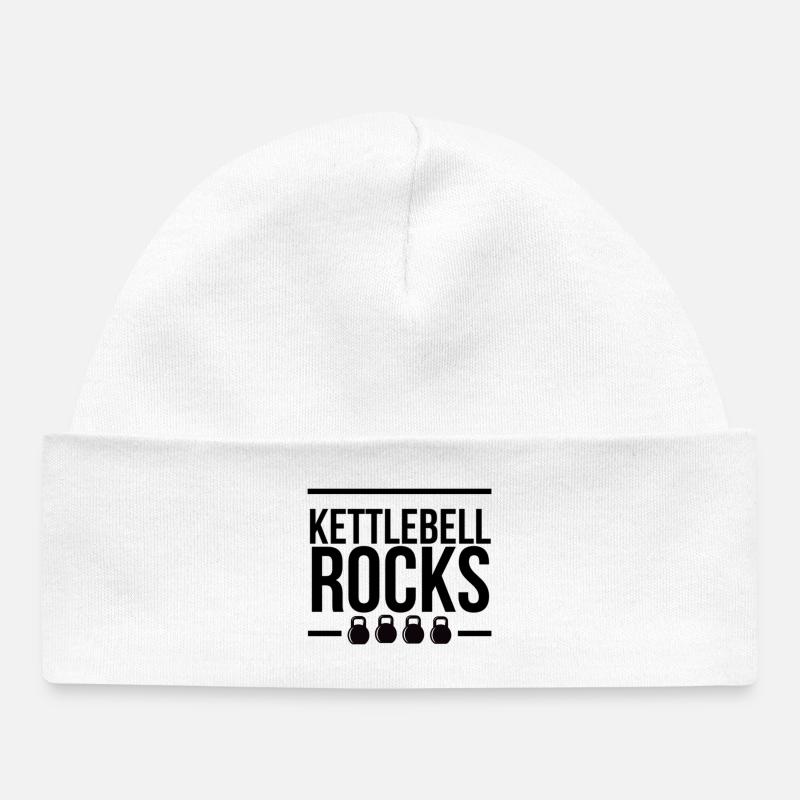 Kettlebell ROCKS 1.0 - Baby Organic Beanie - white