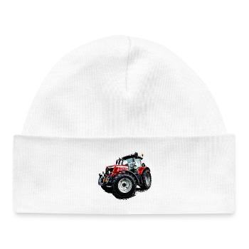 Traktor rot (M F) 6715S - Baby Organic Mütze - Weiß - Vorne