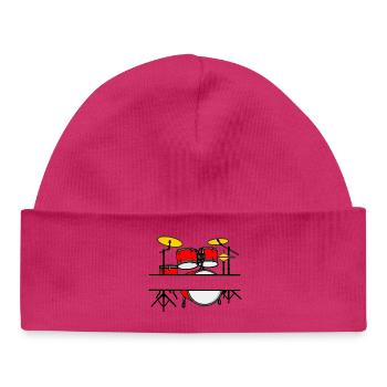 Nom du kit de batterie Bannière Logo Rouge - Bonnet bébé bio - blanc - Devant