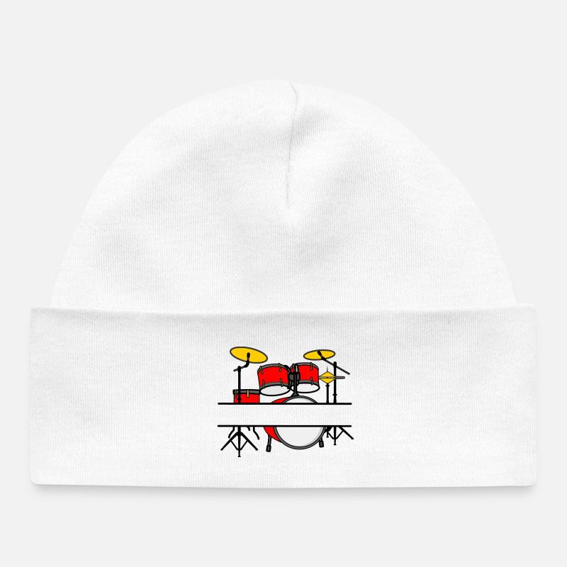 Nom du kit de batterie Bannière Logo Rouge - Bonnet bébé bio - blanc