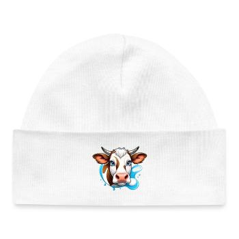 Alpine Cow Charm - Baby Organic Mütze - Weiß - Vorne