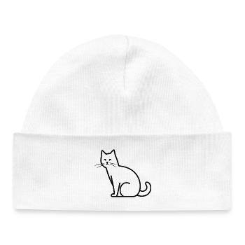 Dessin de chat - Bonnet bébé bio - blanc - Devant