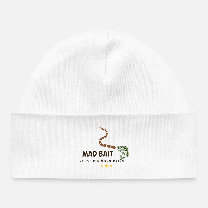 Fou Appât : Ver dans l’appât - Bonnet bébé bio - blanc