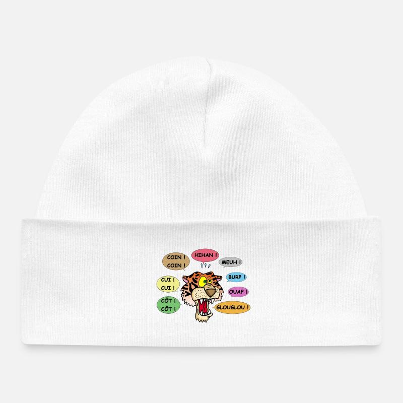 Tigre polyglotte - Bonnet bébé bio - blanc