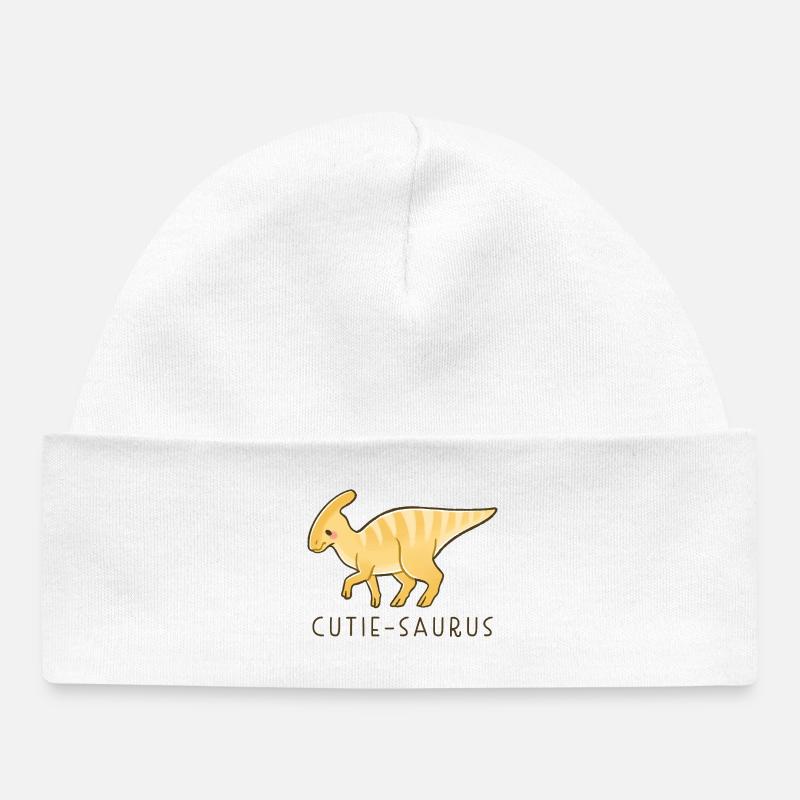 Mignon Dino Cutie-Saurus - Bonnet bébé bio - blanc