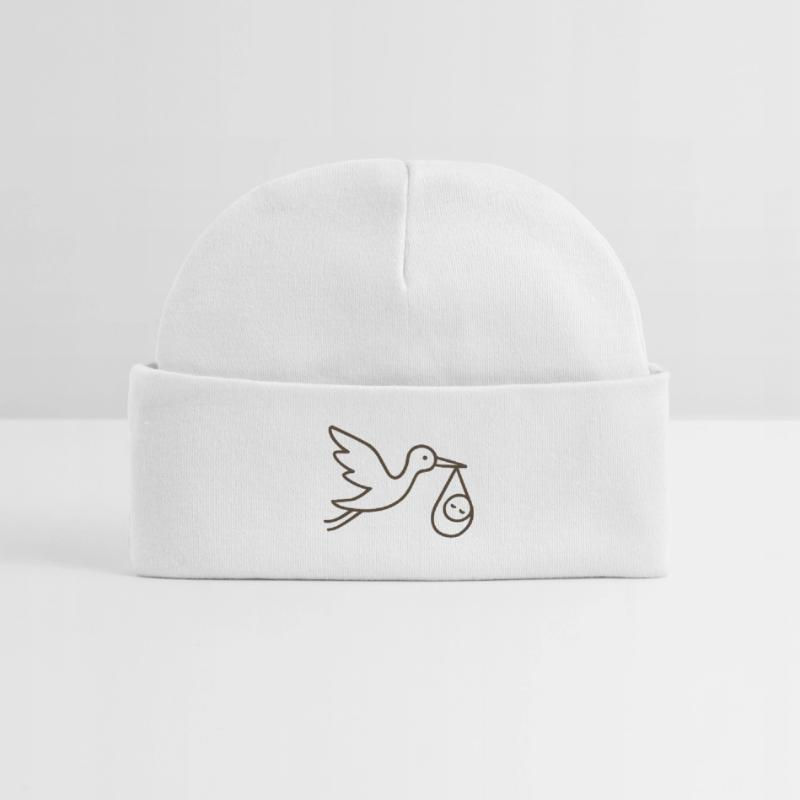Cigogne avec bébé enfant - Arrivée minimale de bébé Bonnet bébé bio