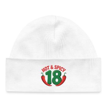 Hot & Spicy 18 – Lustiges Chili Geburtstagsshirt - Baby Organic Mütze - Weiß - Vorne