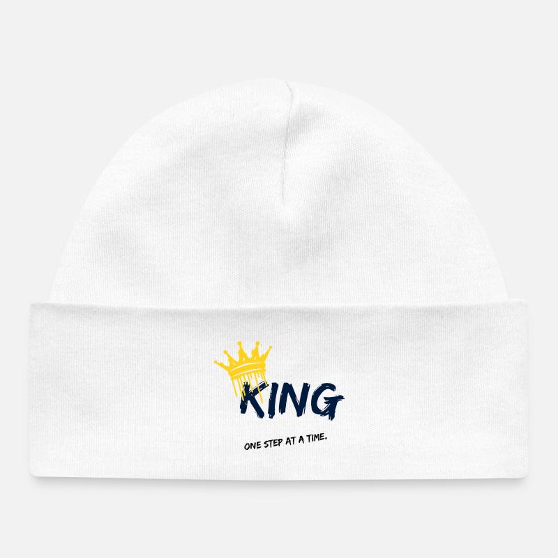 Couronne King Spray Noir Bleu - Bonnet bébé bio - blanc