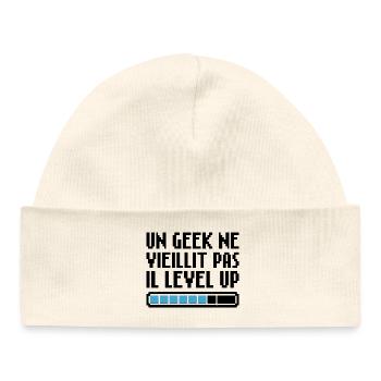 A geek doesn't get old, he level up Retro Gaming - Baby Organic Beanie - white - Front