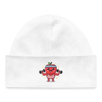 dessin animé fitness fruit sport oeuvre - Bonnet bébé bio - blanc - Devant