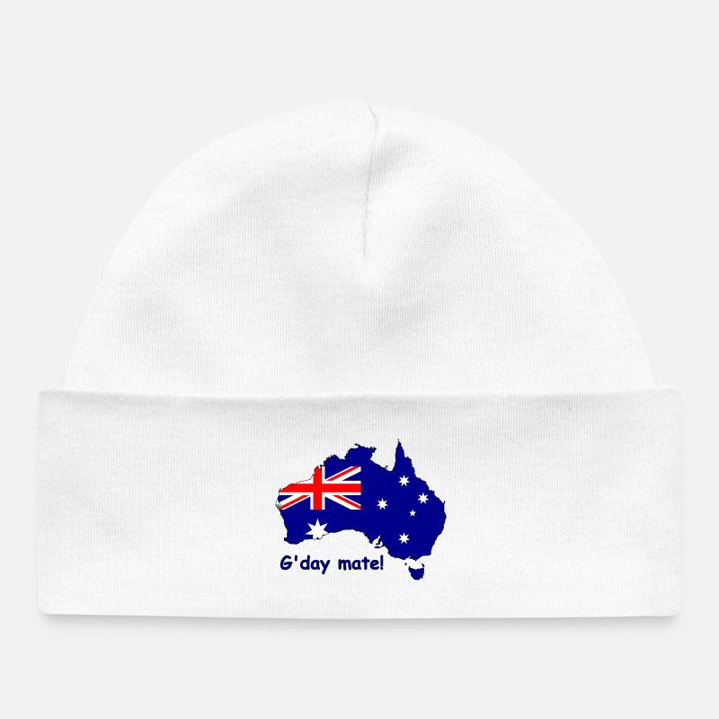 G’day Mate Drapeau australien - Bonnet bébé bio - blanc