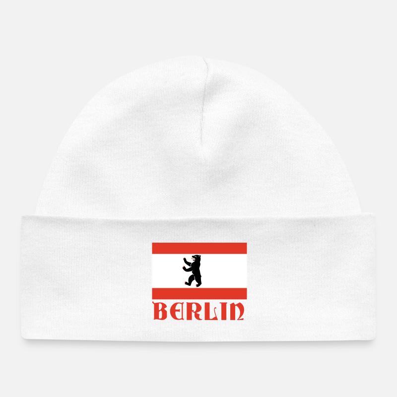 Graphique du drapeau de l’ours de Berlin - Bonnet bébé bio - blanc