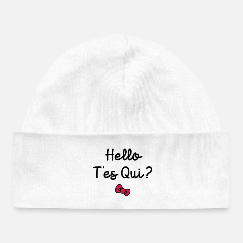 HELLO T'ES QUI ?  - Bonnet bébé bio - blanc